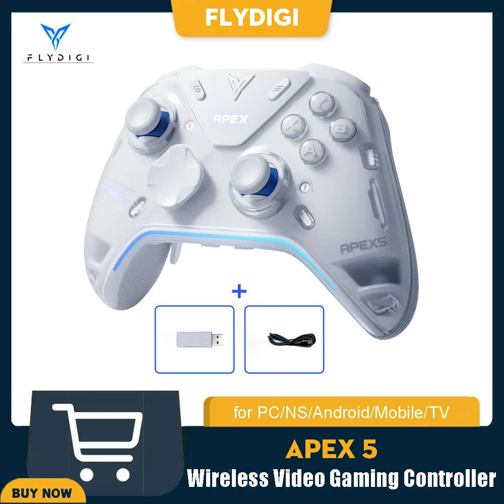 FLYDIGI Apex 5 Video Game Console Bluetooth Wireless Gaming Controller RGB Light Adjust Joystick Gamepad For PC/Android/Mobile