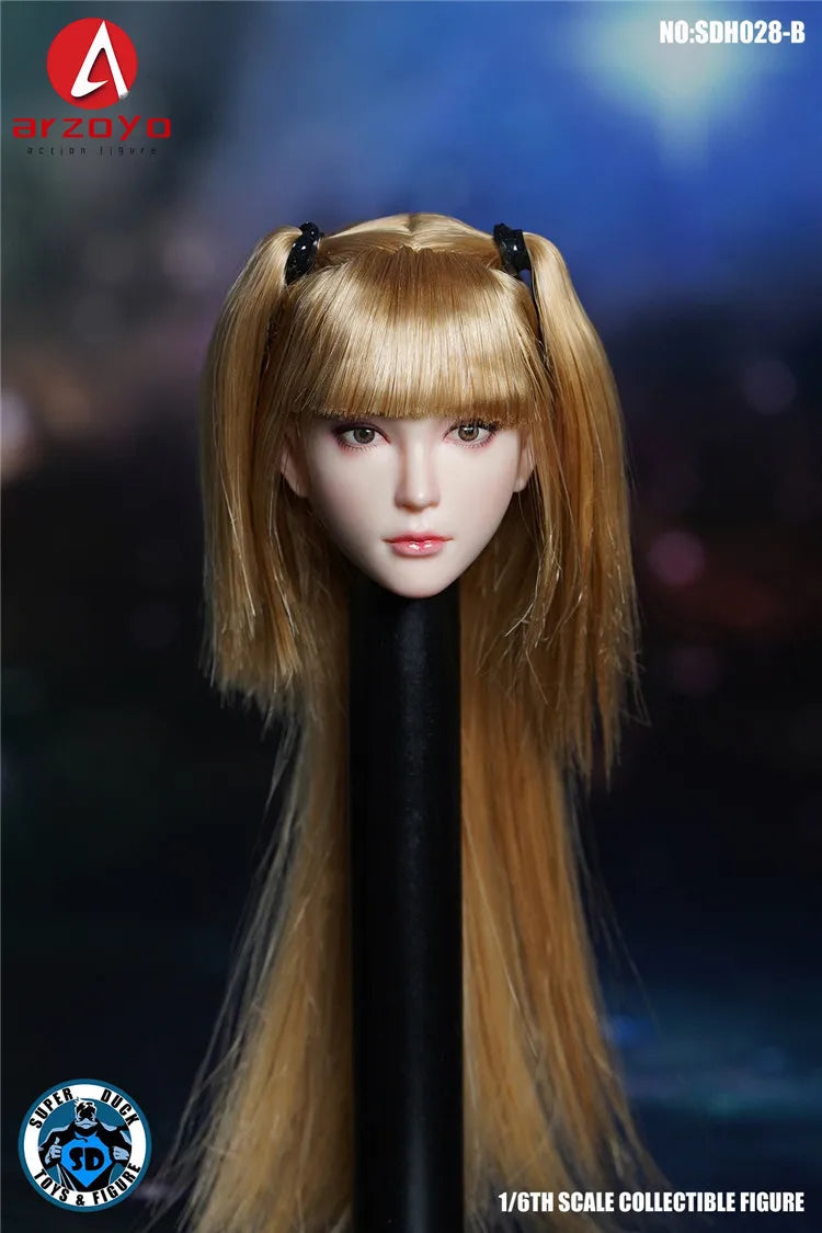 SUPER DUCK 1/6 SDH028 Female Girl Head Sculpt Carving Model Fit 12'' TBL JIAOU Action Figure Body Doll