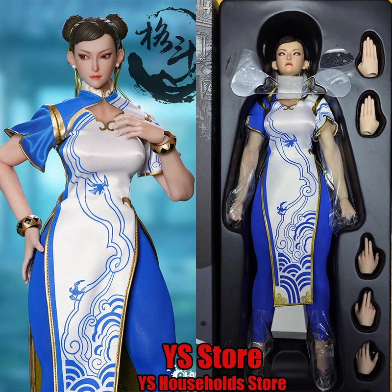 1/6 Movable Eye Fighting Goddess Chun Li Cheongsam Cloth PLAY TOY P026 Muscle Female Body 12" Full Set Action Figure Collection