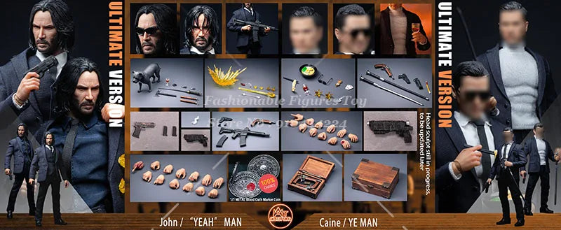 AT custom 1/12 Men Soldier John/Yeah Man & Caine/Ye Man Killer Battle Version Full Set 6Inch Action Figure Model Toys Collection
