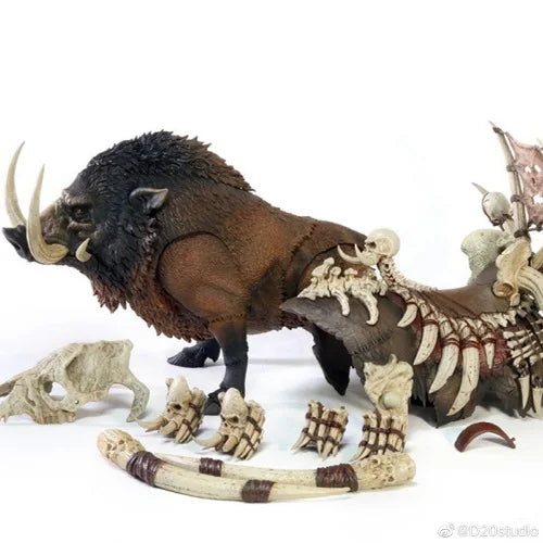 Official D20 Studio Giant Boar With Bone Spikes - 1/12 Scale Articulated Warboss Pig Mount Figure In Stock