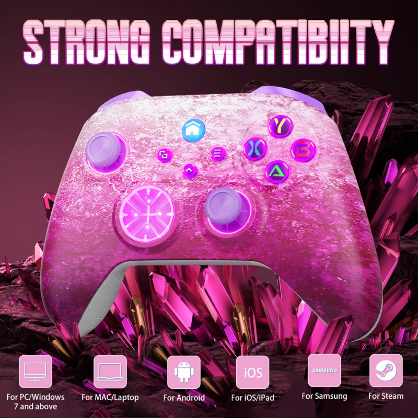 Wireless Controller for XBox One/Series S/X/PC Console Gamepads Dual Vibration Game Joystick W/ RGB Hall Effect 6-Axis Gyro FUNC