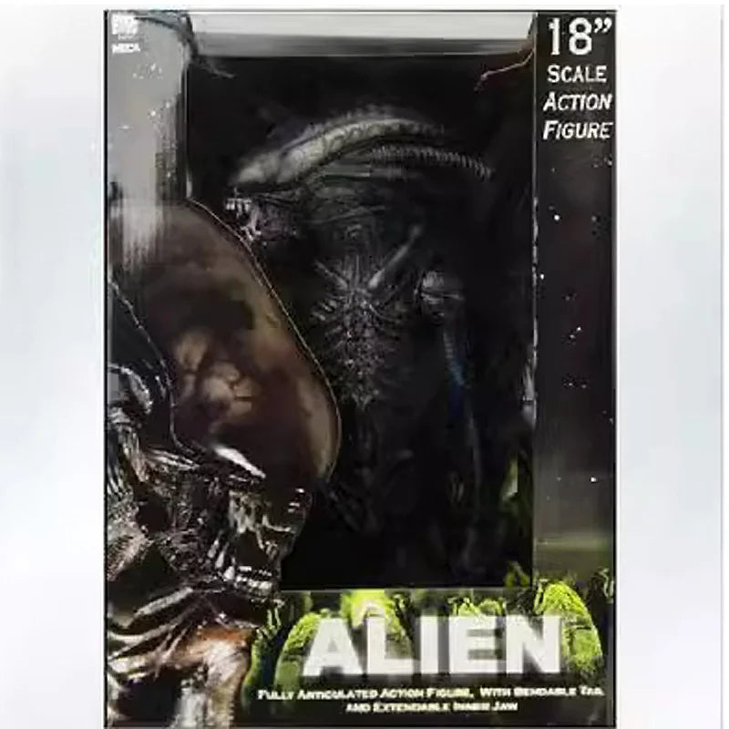 18inch Alien Horror Halloween 1979  transparent skull Warrior alien battle reverse alien movable doll model figurine desktop