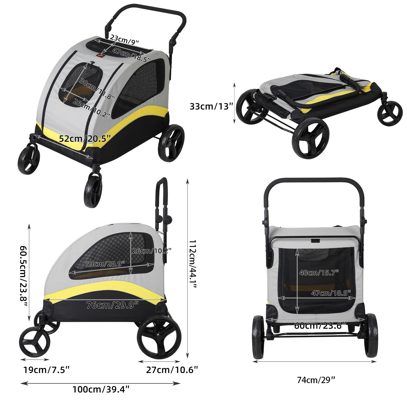Premium Hundebuggy Kinderwagen 4 Rad Faltbarer Wagen Reisespaziergang Haustier Jogger Wagen Für Kleine Mittelgroße Große Hunde