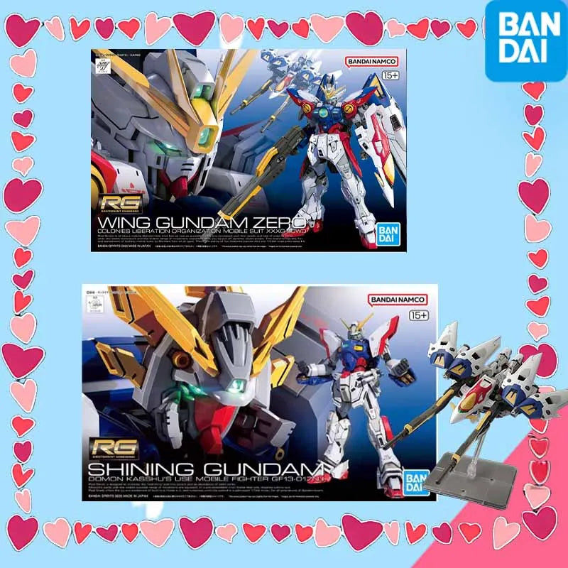 High quality Bandai GUNDAM RG 1/144 WING GUNDAM ZERO SHINING GUNDAM Anime Action Figure Assembly Model Toys Collectible Model