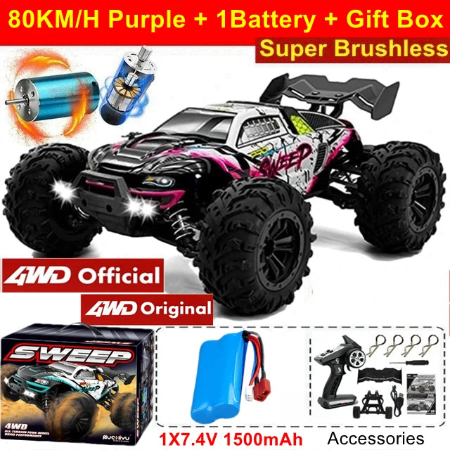 4WD Ferngesteuertes Auto Offroad 4x4 RC High Speed ​​Buggy Truck Super Brushless 50 oder 80KM/H Schnelles Drift Racing Spielzeug Kinder Erwachsene
