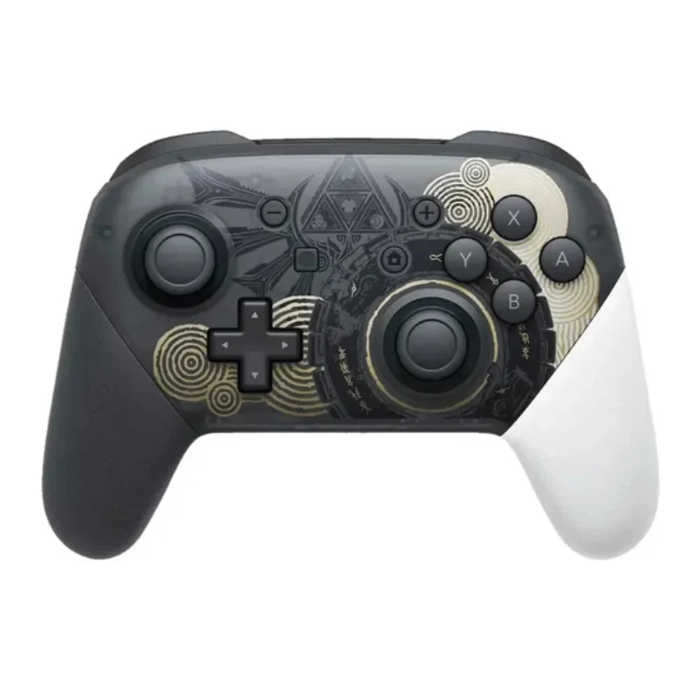 Gaming controller with text indicating no LED light and no NFC function on a white background