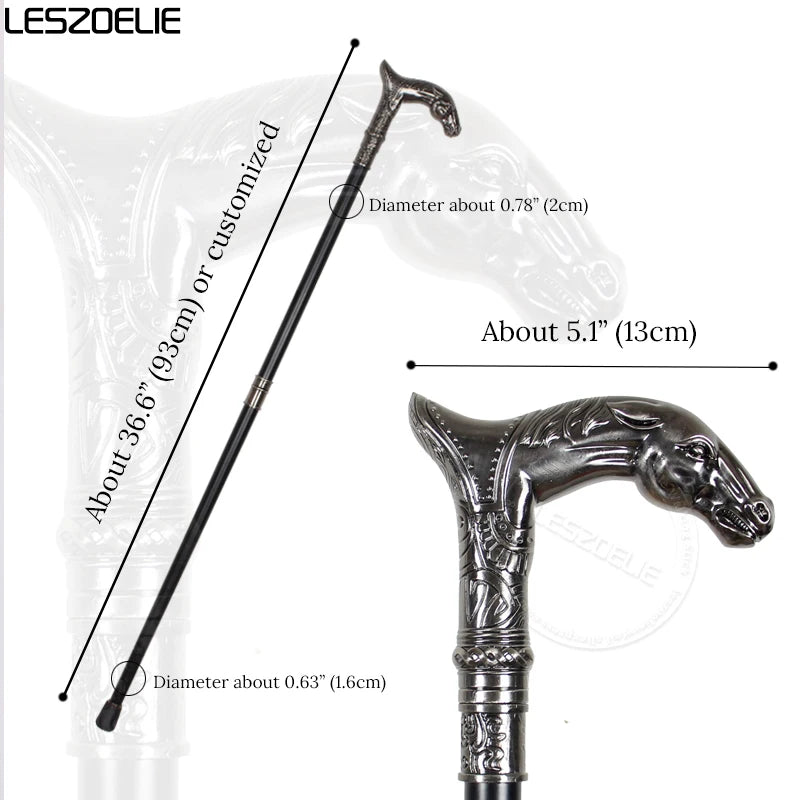 Horse-Head Stick Series Man Alloy And Resin Horse Head With Iron And Red Wooden Walking Cane For Woman Fashionable Canes