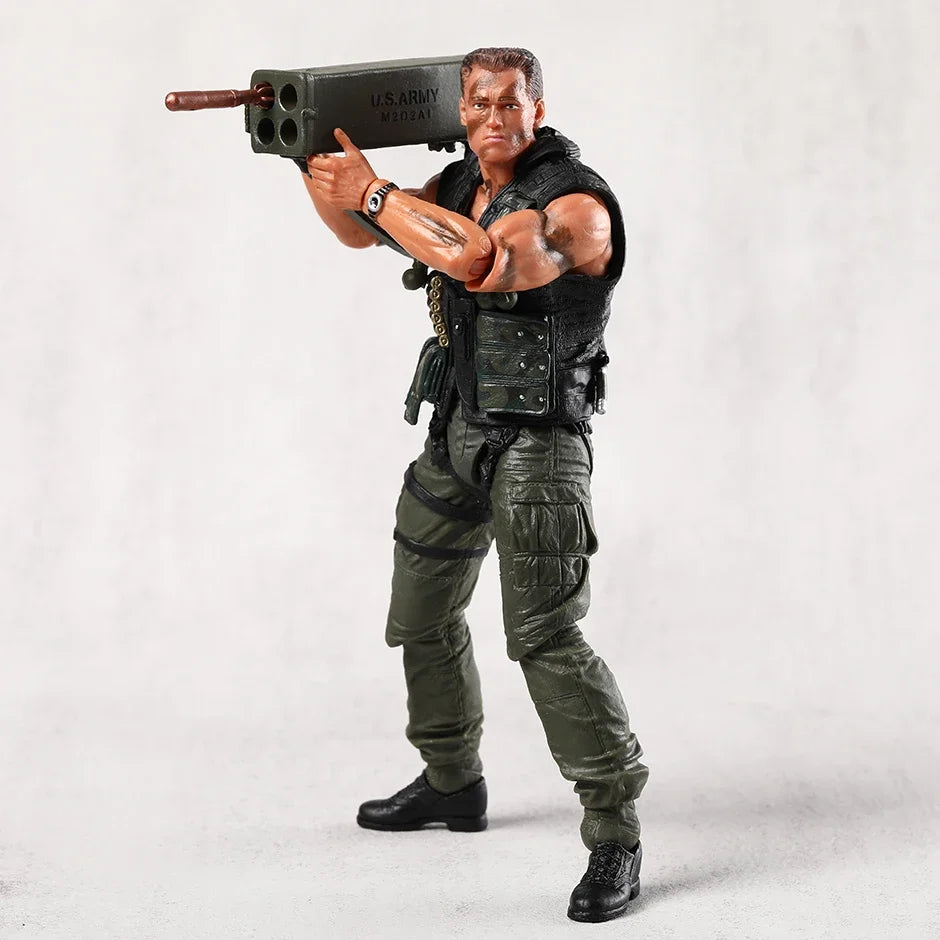 NECA Commando John Matrix Schwarzenegger Action Figure with Accessories Model Ornament Toy Xmas Gift