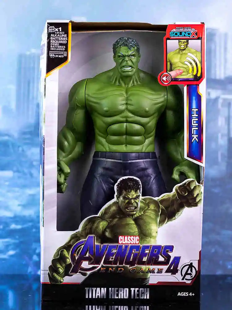 30cm Hot Marvel Avengers Toy Thanos Hulk Spiderman Iron Man Captain America Thor Black Panther With Sound And Light Action Toys