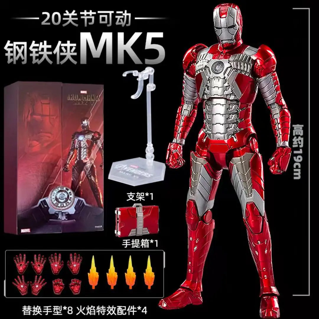 ZD Toys Marvel Iron Man MK2 Action Figure 18cm 20 Articulated Joints With Illuminated Charging Hall Of Armor Extra Hands