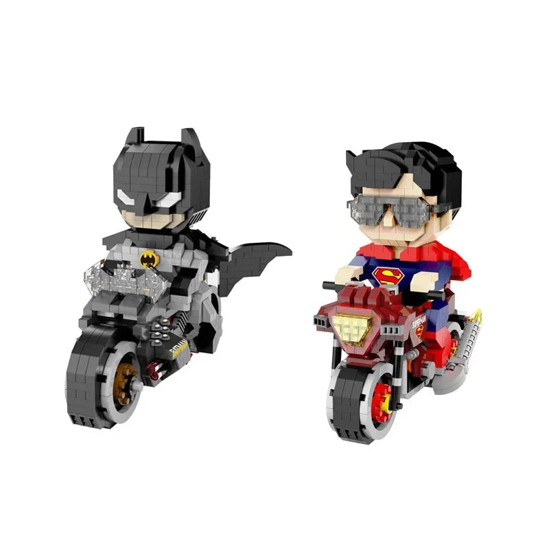 Batman Micro Building Blocks Figure DC Superman Motorcycle Super Heroes 3D Puzzle Model Movie Mini Bricks Toys For Kids Gifts