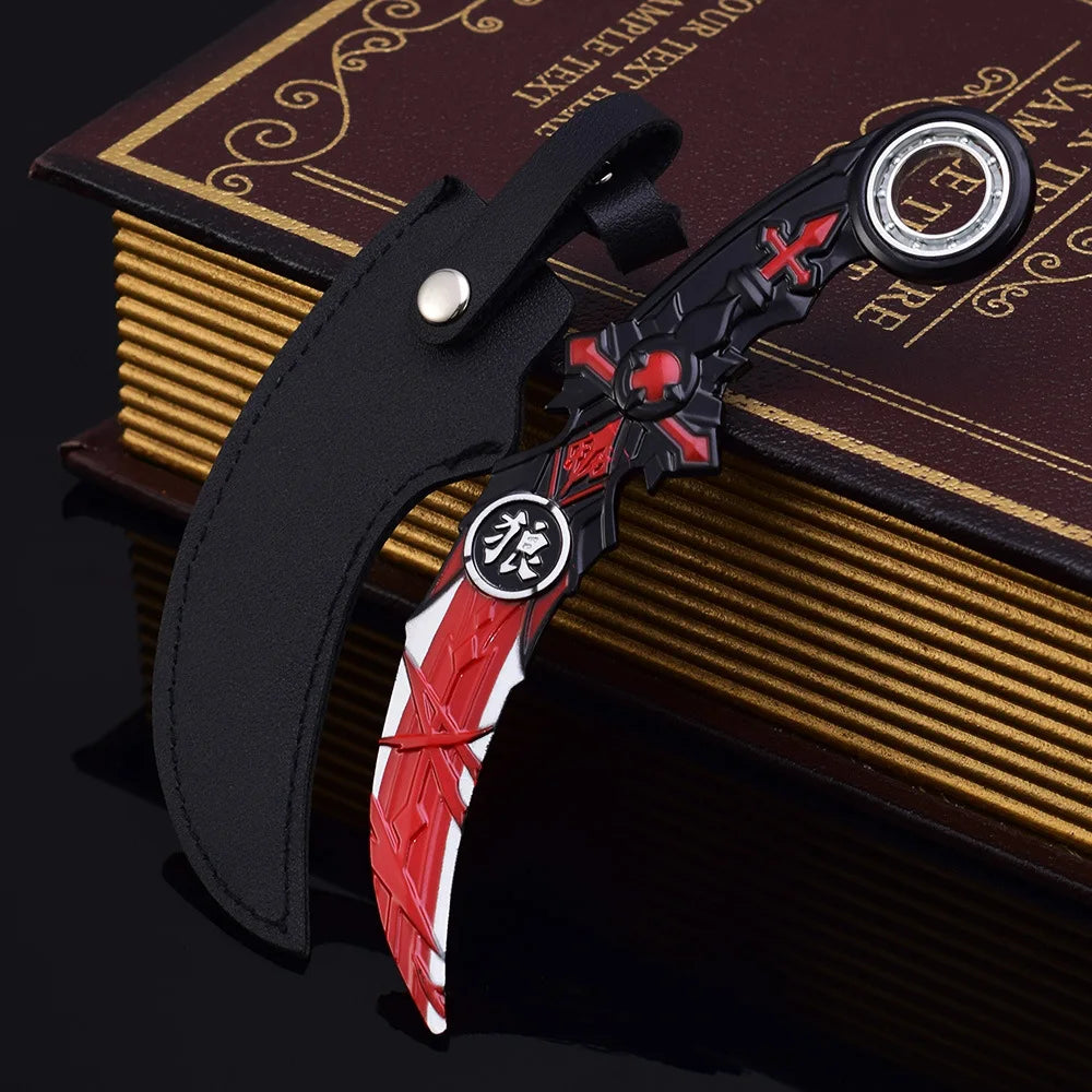 18 см син драконов нокът, нож, златен дракон, карамбит, игра, нож за меле, играчка, меч, метално оръжие, модел, кобур, версия, занаятчийски подаръци