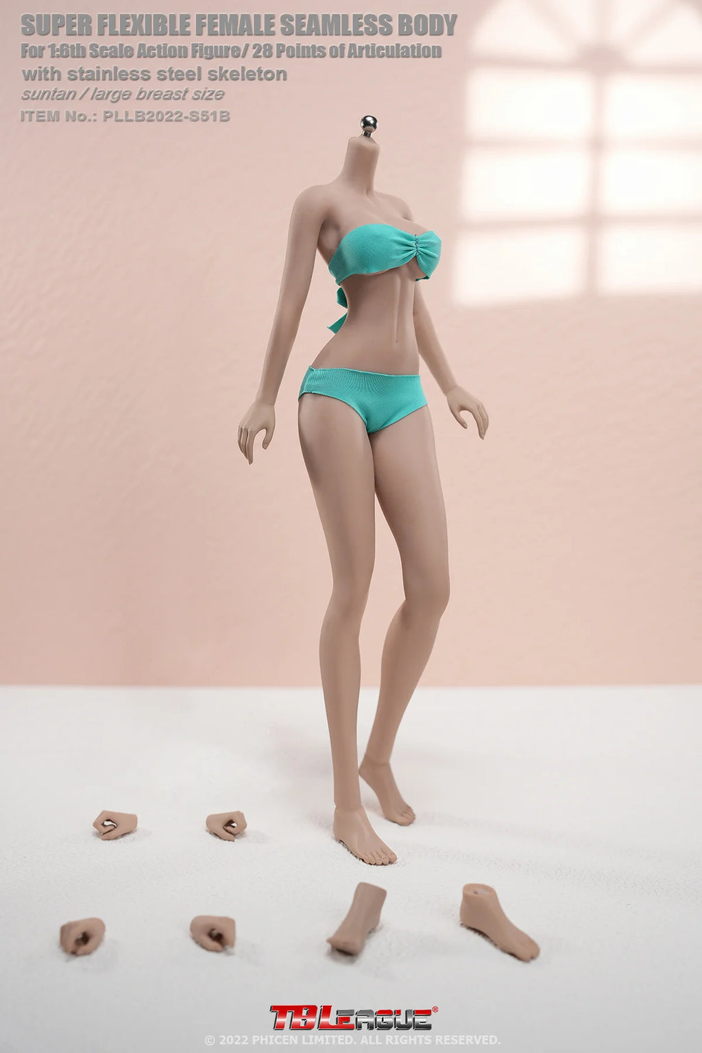 Tbleague Phicen 1/6 Weibliche Puppe mit superflexiblem Körper, ohne Kopf, sonnengebräunte/blasse Haut, kleine/mittlere/große Brust, 12 Zoll weibliche Actionfiguren