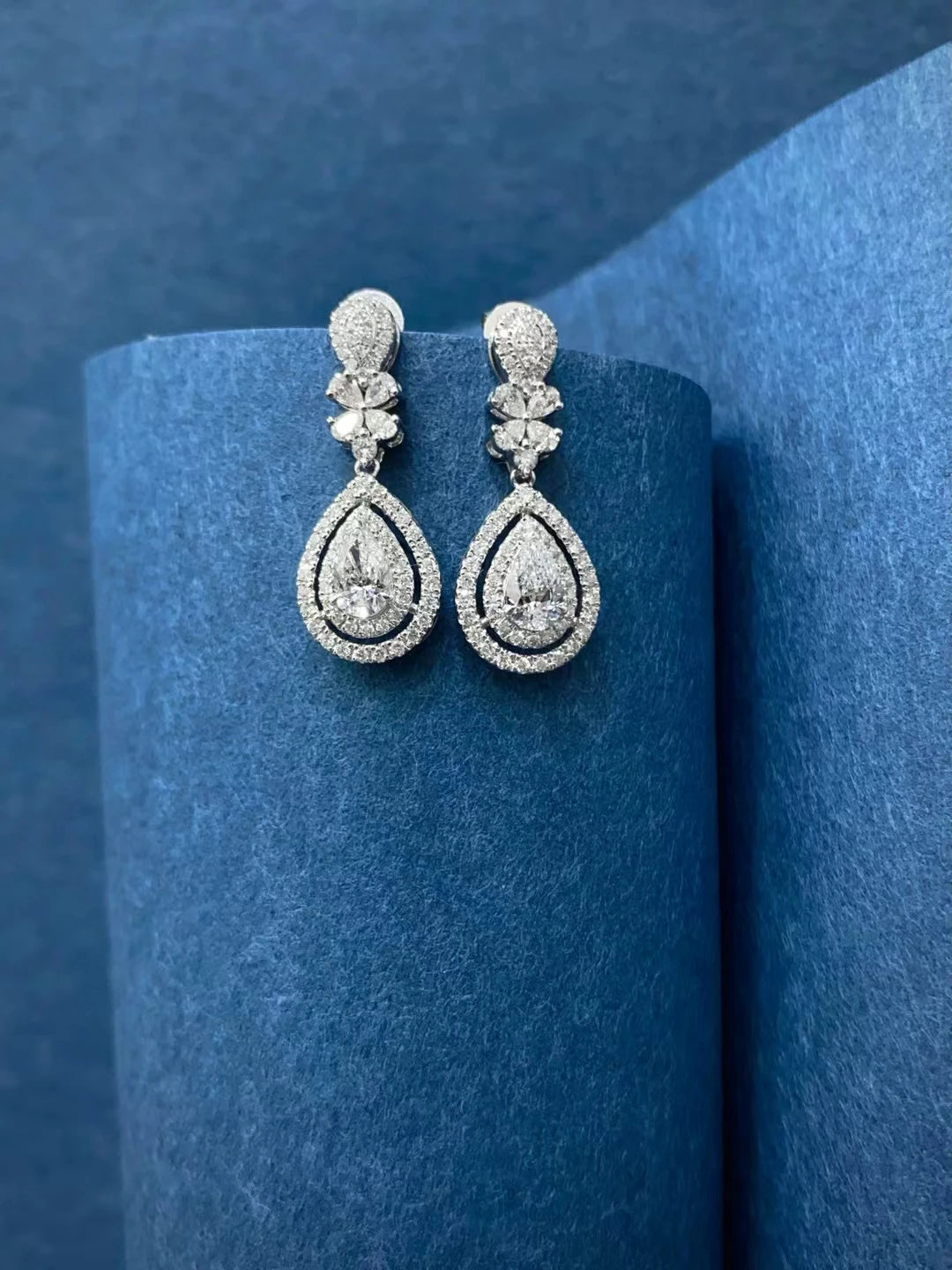 18K Real gold GIA Natural Diamond Drop earrings Custom Lab Grow Diamond pear-shaped diamond stud earrings Birthday gift Fashion