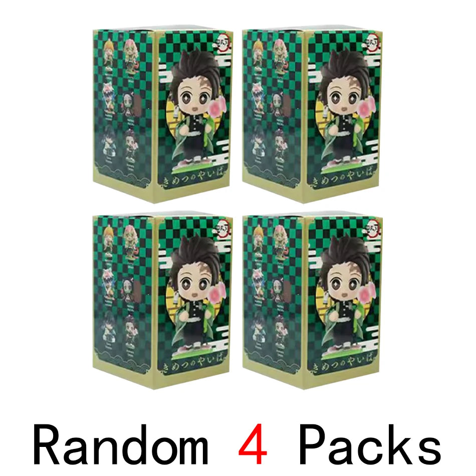 Anime 6Pcs/Set Q Version Demon Slayer Figurine  Boxed Model Ornament Accessory Cartoon Movability Kits Mascot Kid Toy Gift
