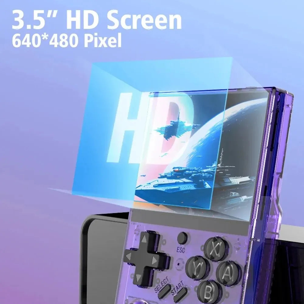Open Source R35Plus Retro Handheld Video Game Console Linux System 3.5 Inch IPS Screen Portable Pocket Video Player 64GB Games