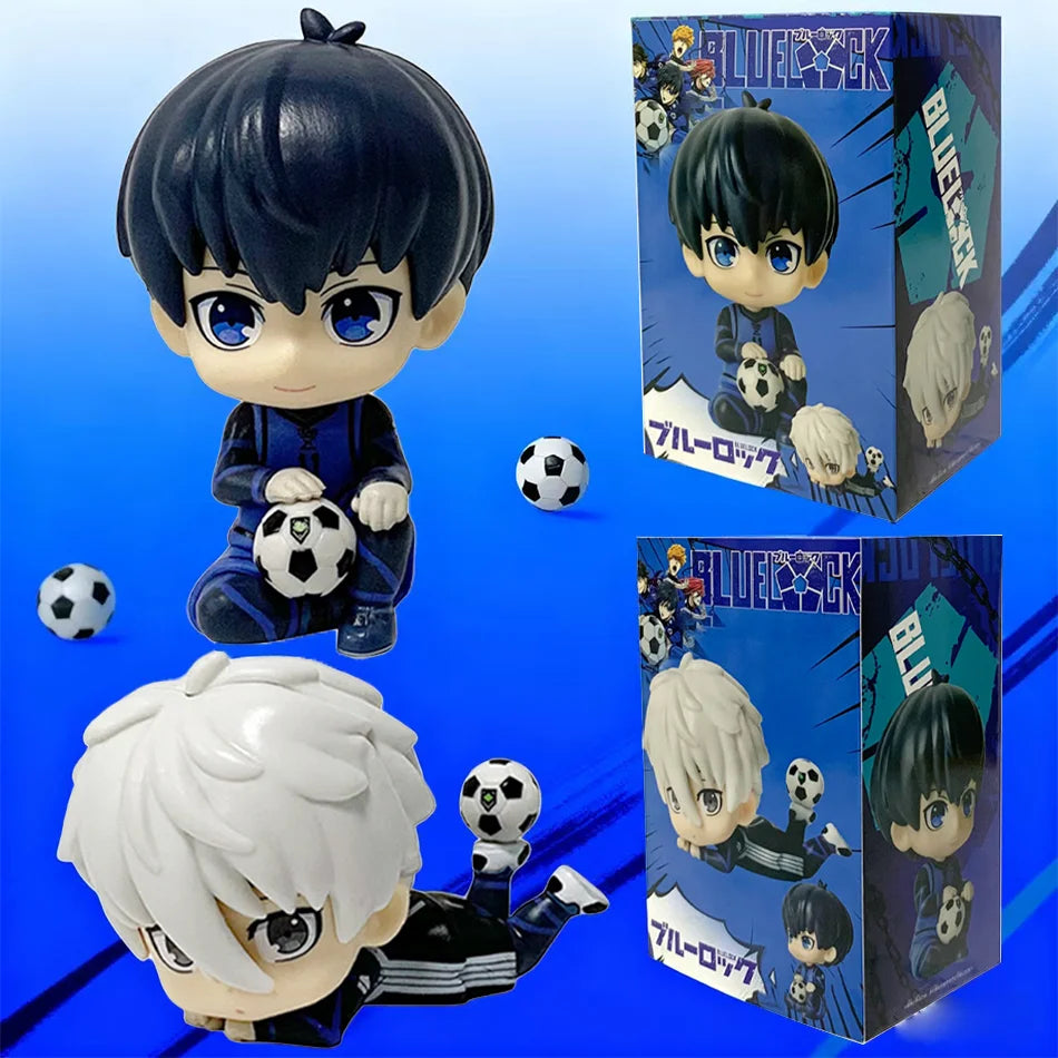 NEW Blue Lock Kawaii Nagi Yisagi Isagi Yoichi Sitting Action Figure Doll Tabletop Model Anime Peripheral Creative Birthday Gift