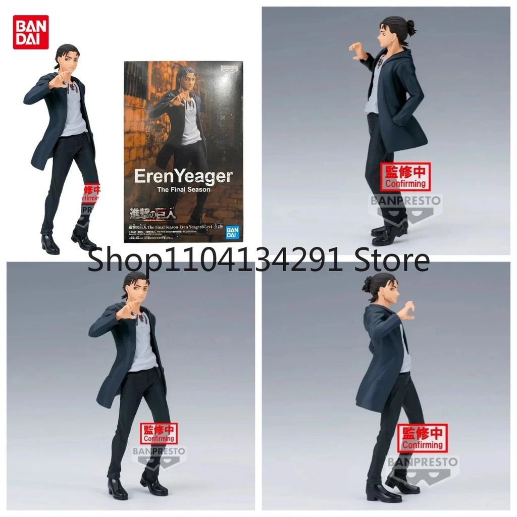 Authentic Bandai Eyeglass Factory Attack on Titan Final Season Eren Yeager Figure Birthday Gift Toy Collectible Model