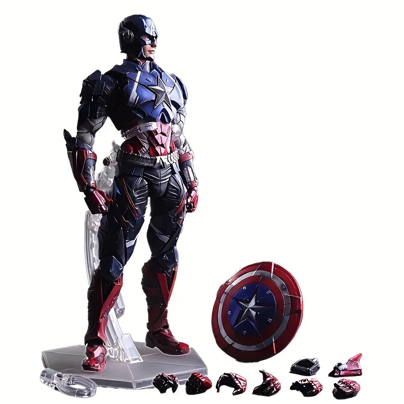 Authorized Captain America Figure Avengers 4 Marvel Ornament Double-Headed Sculpture 40Cm+Replacement Figurine Model