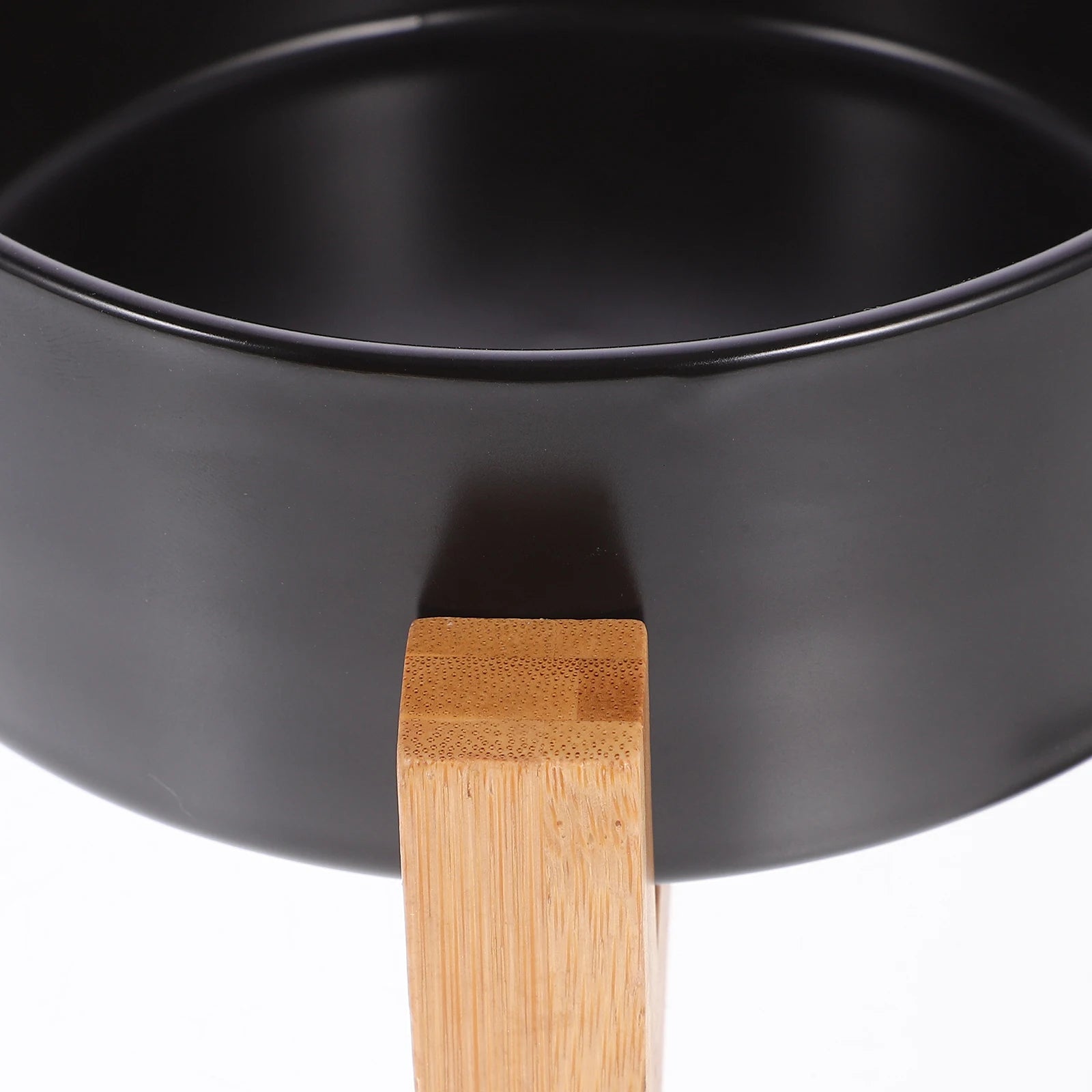1 Set Ceramic Dog Cat Wood Stand Nonslip Pet Feeding Water Bowl Anti-Slip Food Container Durable Wear-Resistant