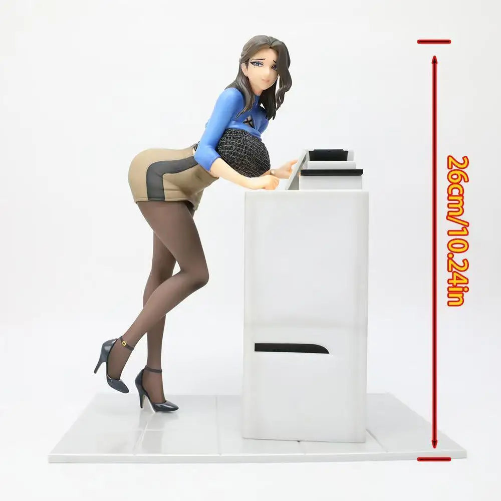 Inoue Tobi Office Lady Black Stockings Leaning on Copier Anime Collectible Figure PVC Statue 26cm, Desktop Decoration Gift
