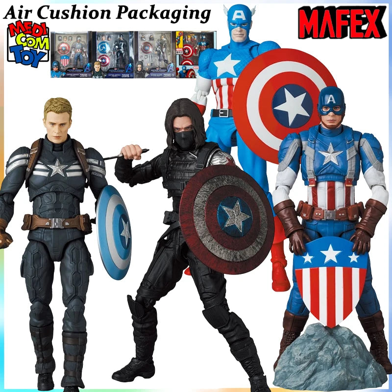 MEDICOM TOY Genuine MAFEX Series Captain America Winter Soldier Stealth Suit Classic Comic Science Action Figures Model Toys