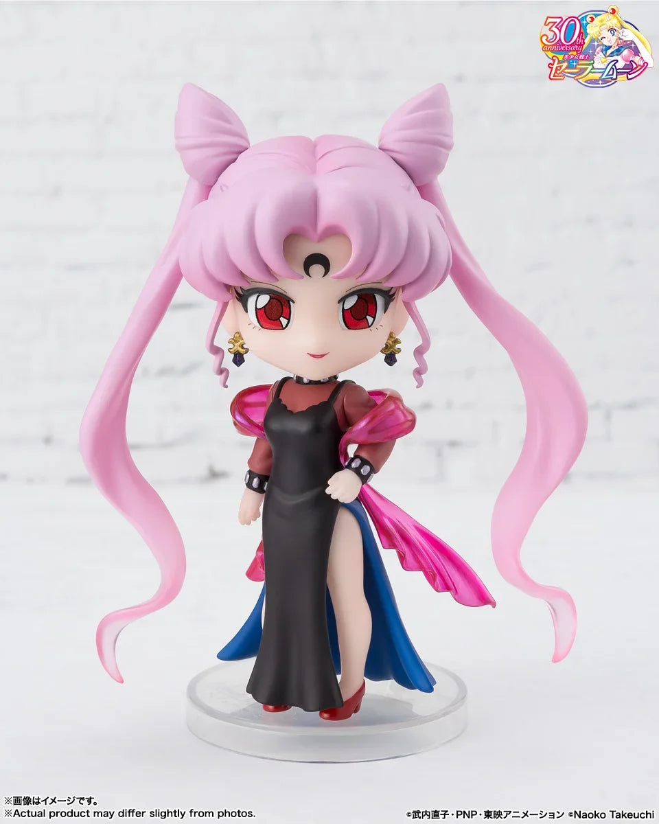 Original Bandai Figuarts mini Black Lady Sailor moon Crystal Star Compact Edition Anime Figure PVC Q Version Cute Model Toys