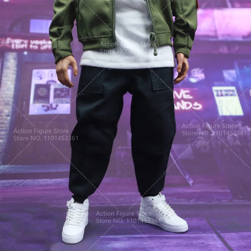 1/6 Scale Male Fashion Long Sleeves Plaid Shirt Jacket Sweatpants Streetwear Multi Pocket Harun Pants for 12" Action Figure Toys