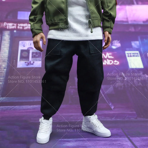 1/6 Scale Male Fashion Long Sleeves Plaid Shirt Jacket Sweatpants Streetwear Multi Pocket Harun Pants for 12" Action Figure Toys