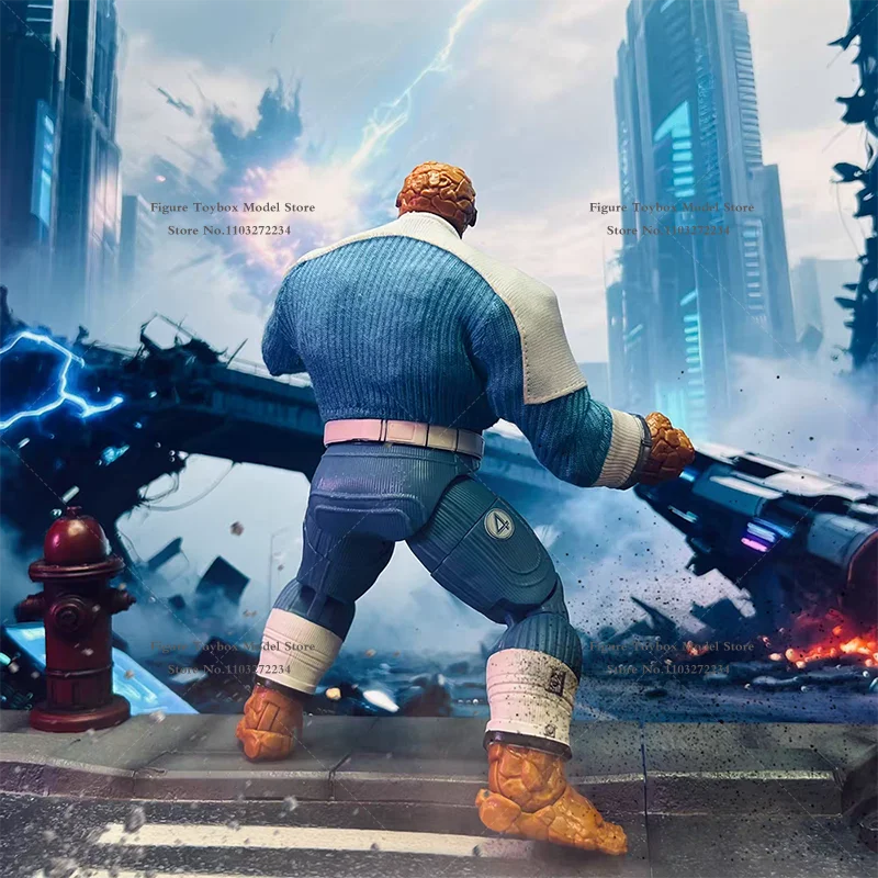 1/12 Comic Fantastic 4 Thing Man Action Figure Blue White Mini Sweater Top Toys Clothes Accessory For 6" Ml Soldier Decoration