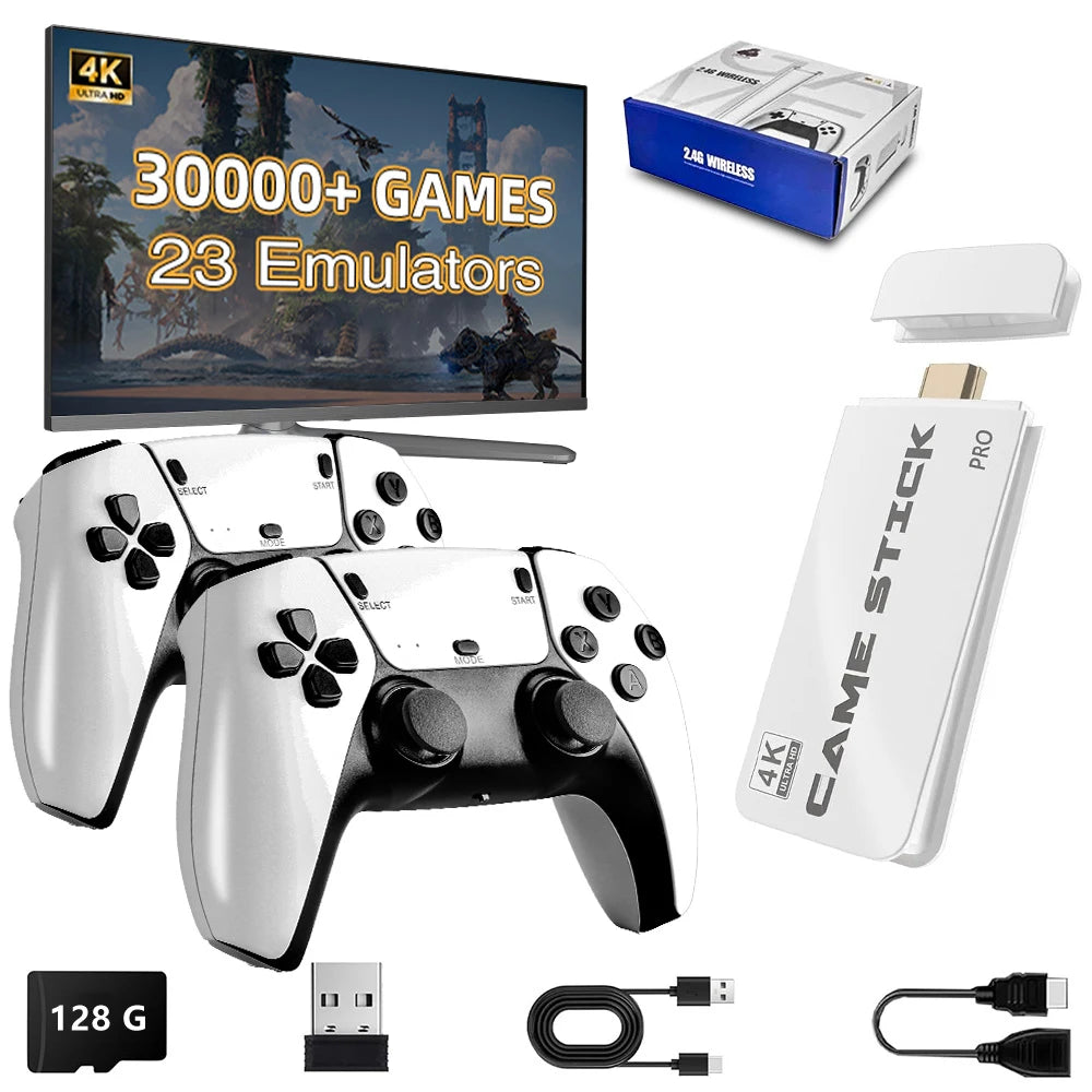 M15 4K Game Stick Mini-Retro-Videospielkonsole Eingebaute 30.000 Spiele Drahtlose Gamepads Videospiel-Controller Unterstützung für 2 Spieler