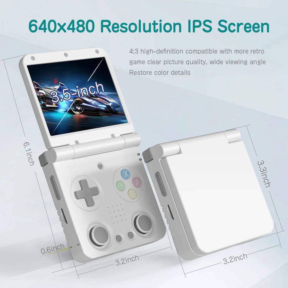 MIYOO Flip V2 Handheld-Spielekonsole 3,5-Zoll-IPS-Bildschirm Retro Kompakte tragbare Spielmaschine für Unterhaltungsspieler unterwegs als Geschenk
