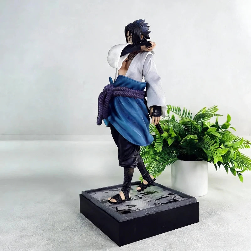 35cm Ninja Uchiha Sasuke Mantra Seal Rebirth Anime Light Up Figure Collection Model Toy PVC Statue Desktop Ornament Toy Boy Gift