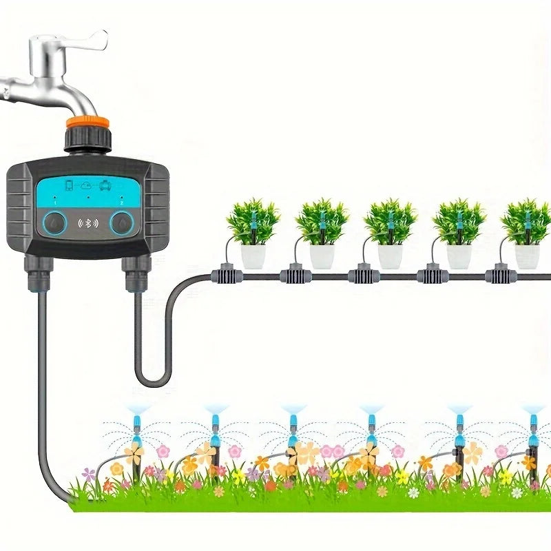 1PCS Tuya Smart Sprinkler Timer ,Dual Bluetooth Garden Hose Watering System, Outdoor Water Timer for Garden Hoses,Programmable