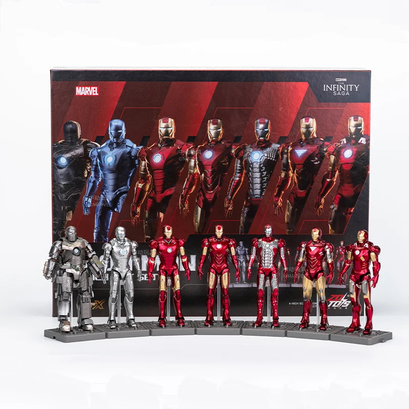 7Pcs/Set ZD Original Iron Man GNAKU Set 1/20 4inches Action Figures Marvel legends MK1 MK2 MK3 MK4 MK5 MK6 MK7 Model Doll Toy