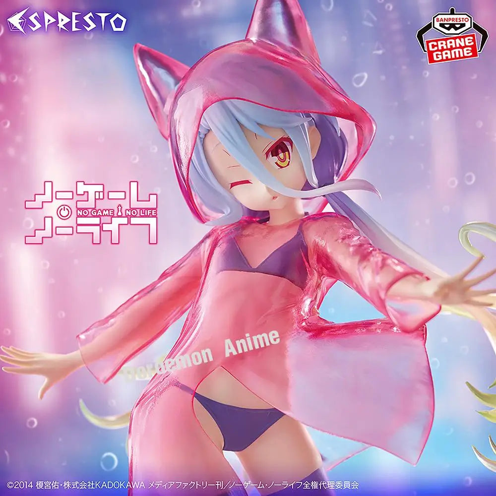In Stock Original Bandai Banpresto Espresto No Game No Life Shiro Glittery Raincoat Kawaii Anime Loli Girls Figures Gifts Model