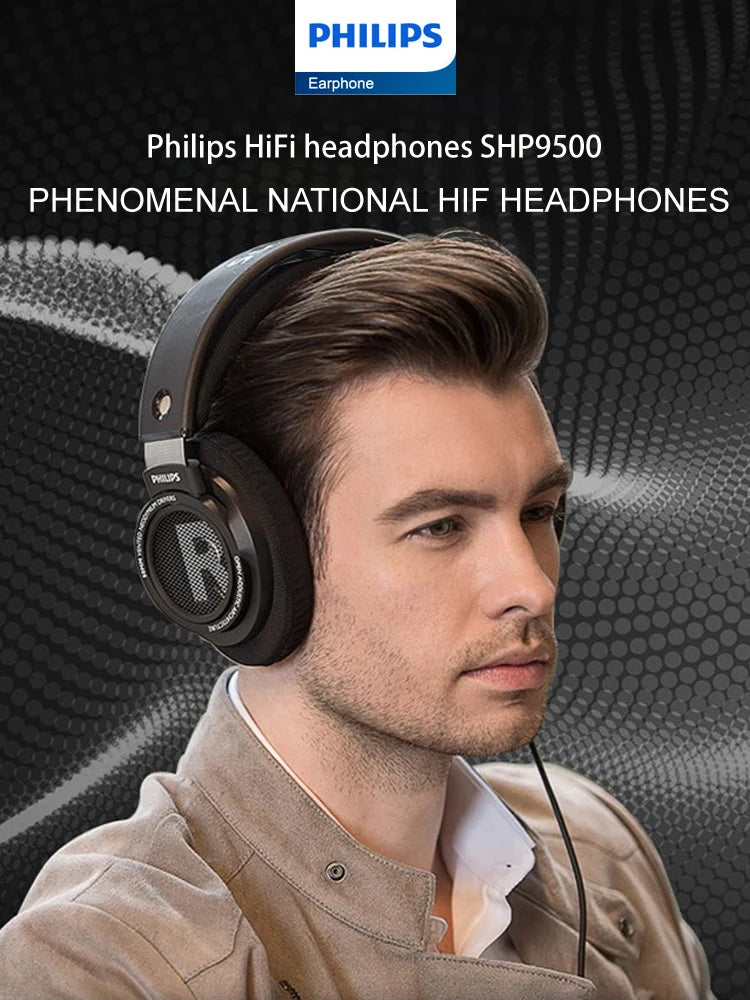 Philips SHP9500 Kopfhörer HiFi-Stereo-Kopfhörer mit Kabel, Computer, Online-Lernen, Ohrhörer, Esports-Spiel, 3,5 mm, 6,3 mm, Universal-Headset