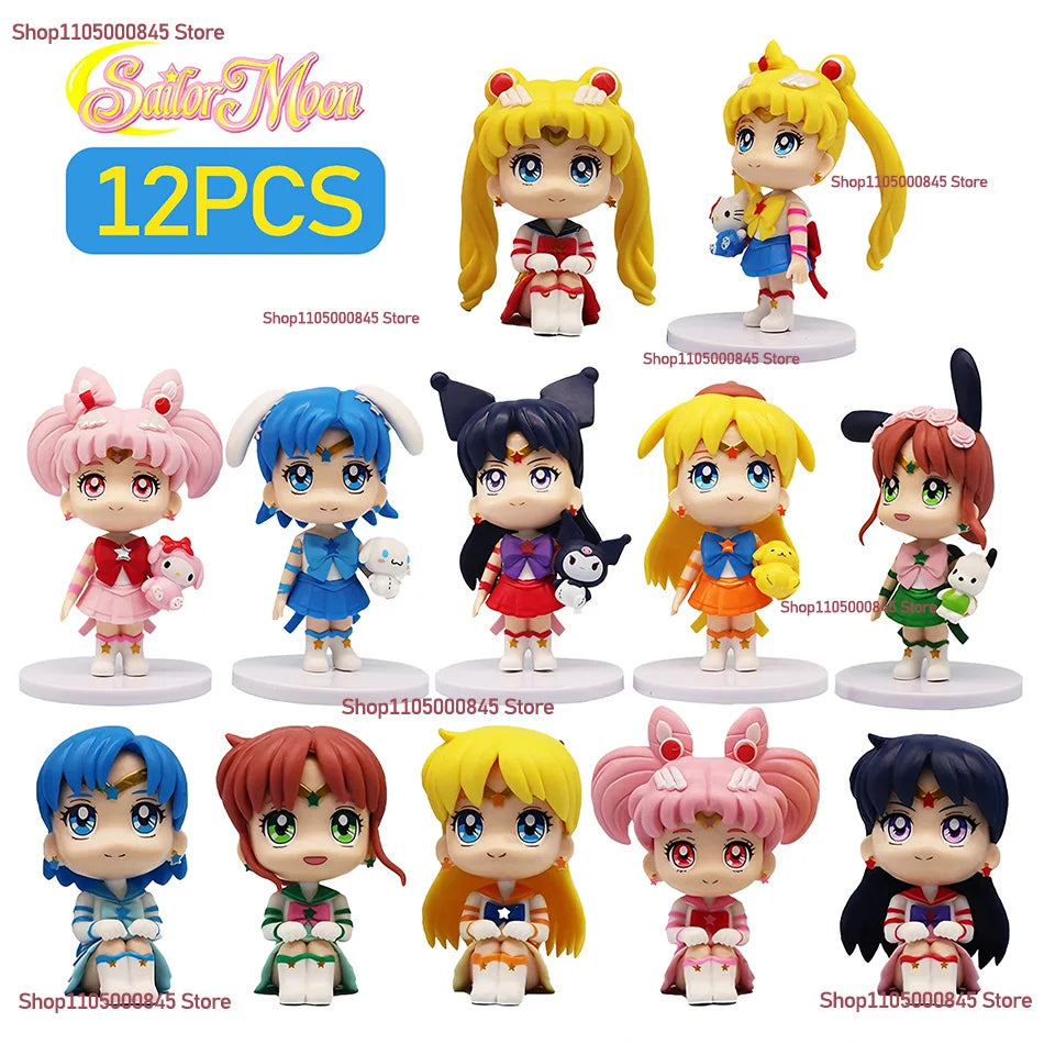 7cm Sailor Moon Anime Figure Tsukino Usagi/Chibiusa/Kino Makoto Action Figure Sailor Mars Jupiter Mercury Venus Figurine Kid Toy