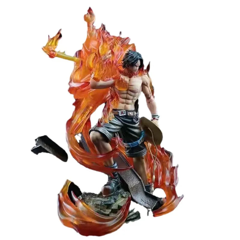 32cm ONE PIECE Anime Figure Portgas D Ace Peripheral PVC Model Scene Glow Statue Desktop Decorateornaments Birthday Gifts Toys