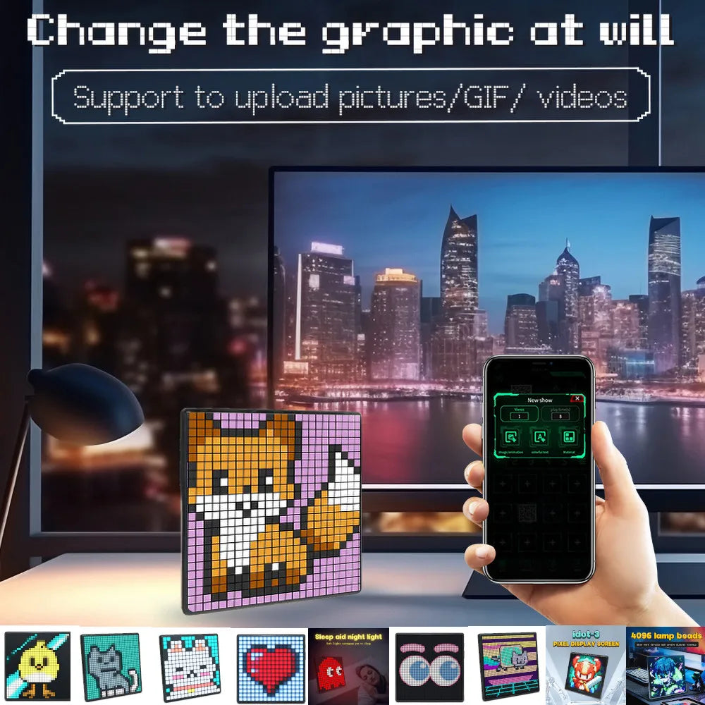64X64 Smart LED Pixel Display RGB DIY Programmierbare Pixel APP Control Art Display Kreative Animationen Für Gaming Room Decor 
