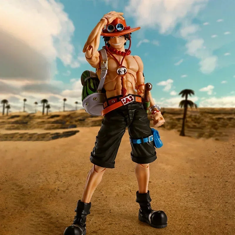 В наличност Bandai SHFiguarts SHF ONE PIECE PORTGAS.D.ACE SABO Luffy Модел Комплект Екшън Фигурки Модел Играчка Подарък за Деца