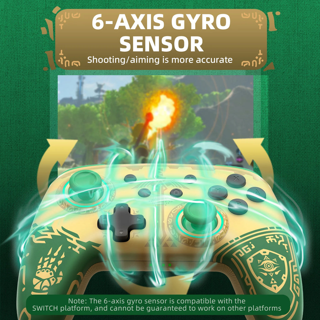 IINE Golden-Green Wireless Wake Up NFC Controller Compatible Nintendo Switch/OLED