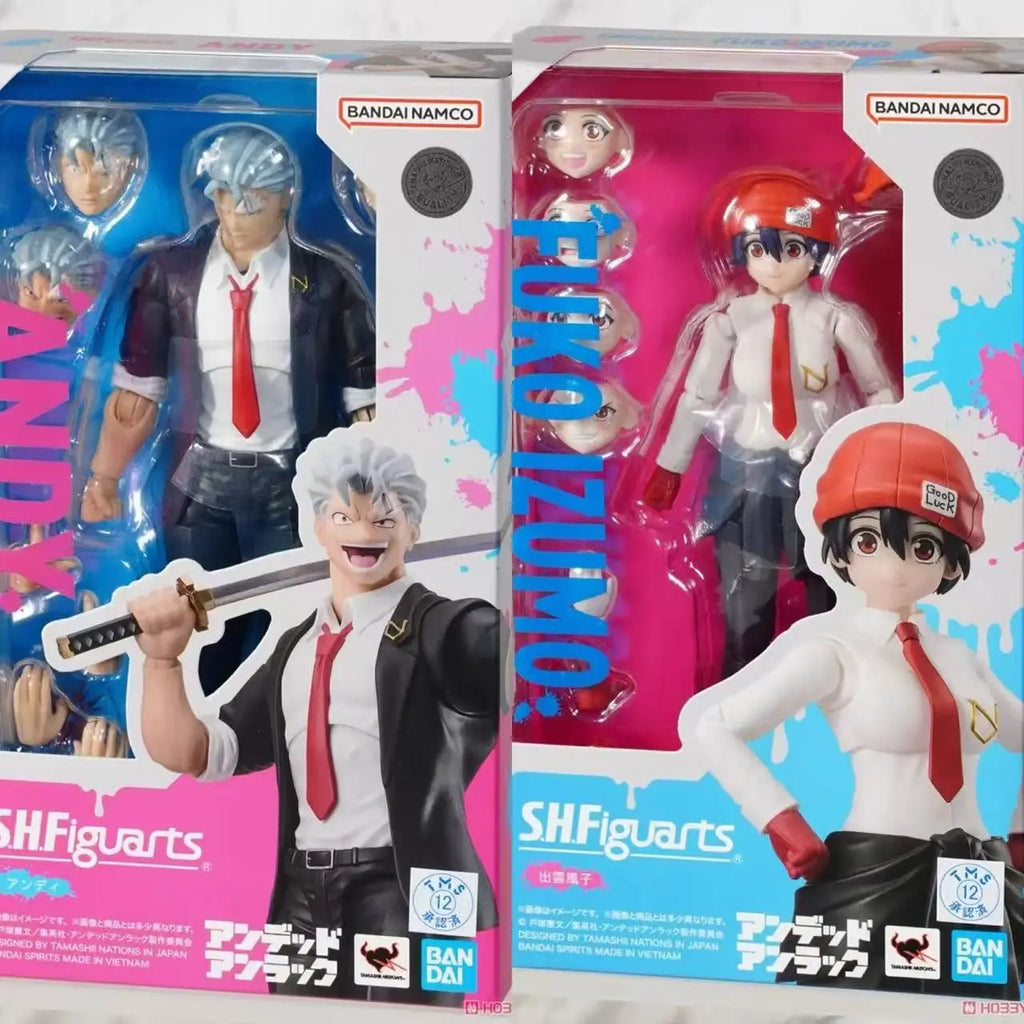 Original box Bandai SHF S.H.Figuarts  ANDY AND FUKO IZUMO action Figure Finished Model Anime Action Toy Gifts for kids In shock