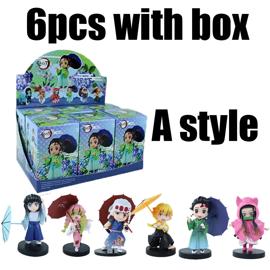 Demon Slayer Tanjiro Kamado Nezuko Anime Cartoon Figure Blind Box Creative Personalized Statue Model Ornament Surprise Gifts Box