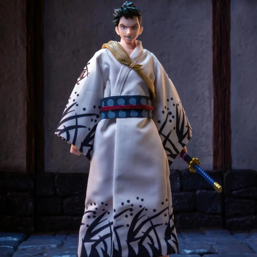 One piece  SHF Anime NEW Handmade Knife God Shimotsuki Ryuma Kimono coat clothes Built In Iron Wire Is Suitable for 1/12 Toys