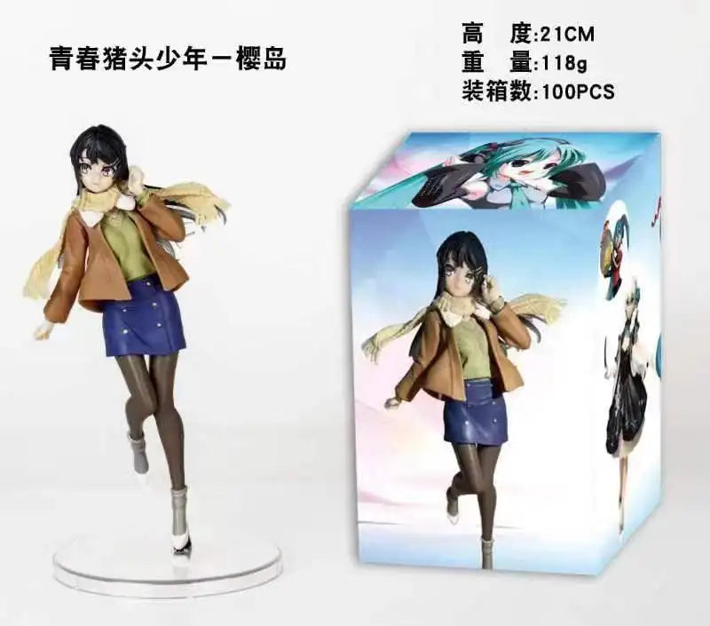 18CM Аниме Rascal Does Not Dream of Bunny Girl Senpai Фигура Sakurajima Mai Stand Анимационен Модел Играчка Подарък Колекция Декорация