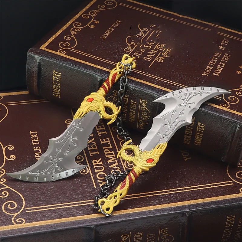 15cm God of War Figure Kratos Chaos Blade Set All Metal Weapon Ornaments Cosplay Sword Samurai Katana Crafts Action Figure Gifts