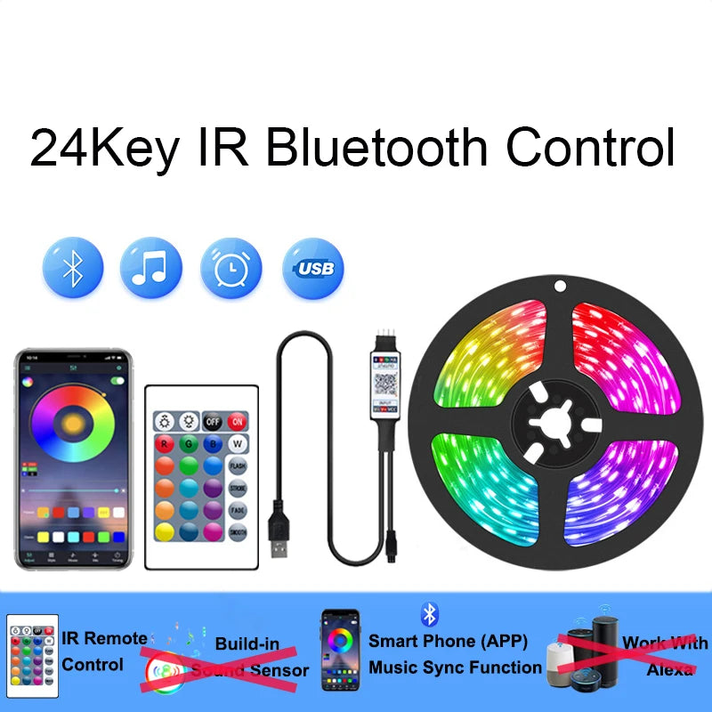 Bluetooth Led Strip Lights Usb For Tv Smart Led Tape Light 5V Flexible Led Lighting Strips 5050 Led Lights Strip For Room