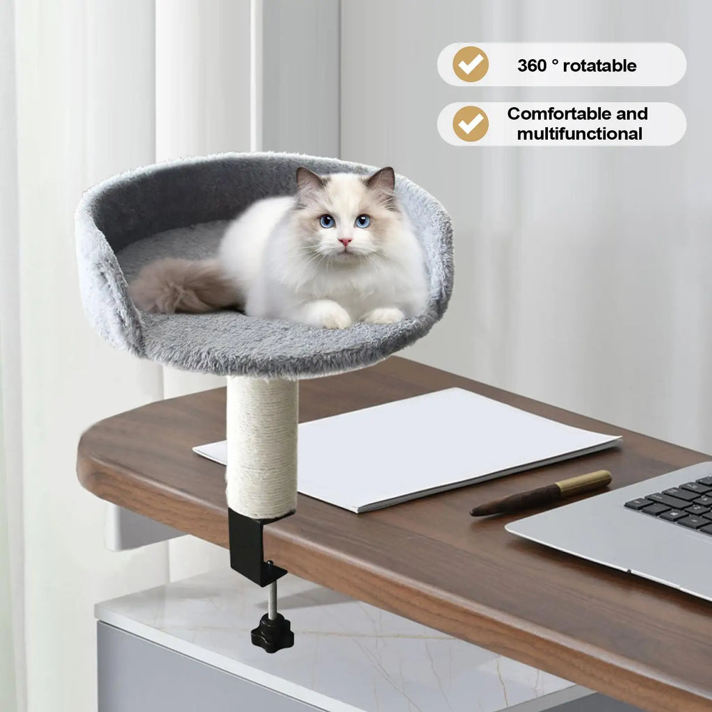 Am Schreibtisch montiertes Katzenbett Für Schreibtisch Für Möbel Wohnzimmer Indoor Schreibtischhalterung Sitzstange 360 ​​Grad drehbar Indoor Cats